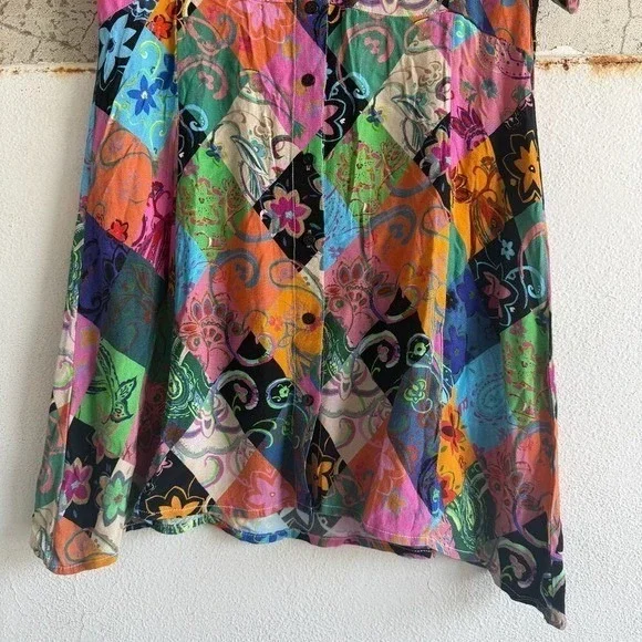 Patchwork Shirt Dress Nasty Gal Y2K Colorful Festival Party‎ Mini Womens 6 NWT - Picture 7 of 8